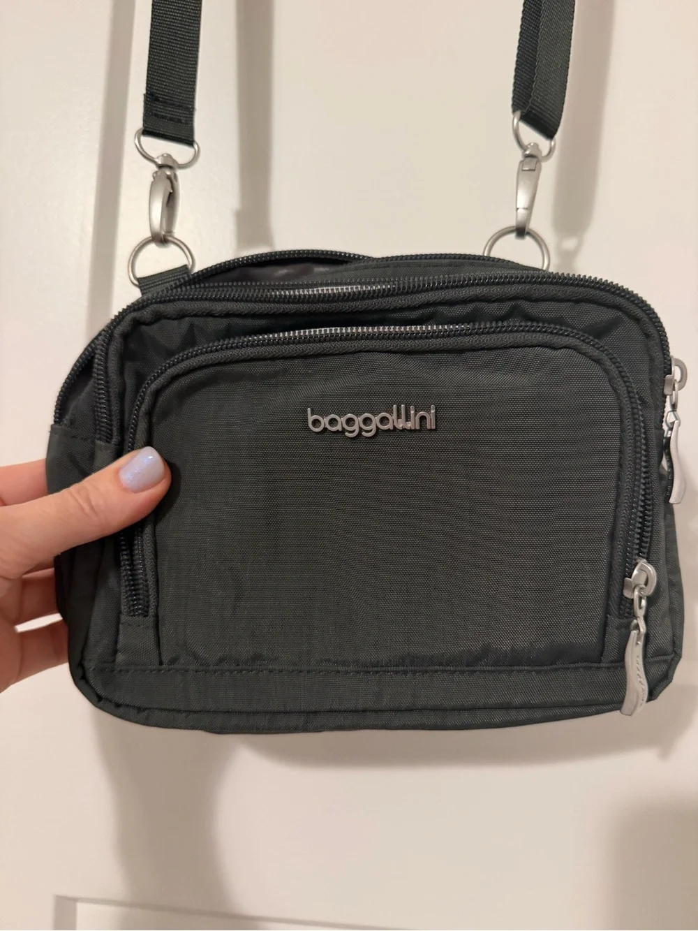 Baggallini grey Compact Crossbody Zip Pouch